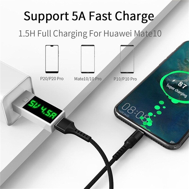 Micro USB Cable & Type C Cable 5A Fast Charging for Samsung Xiaomi Mobile Phone Data Cable Type-C for Xiaomi Redmi Note 8