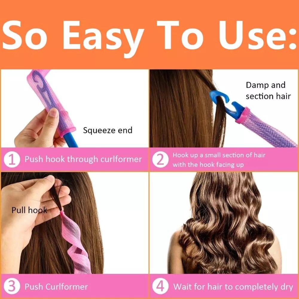 DIY 20CM-75CM 18PCS Not Waveform DIY Hair Rollers Spiral Shape Curlers For Soft Hair Spiral Round Hair Curler Bendy Roller