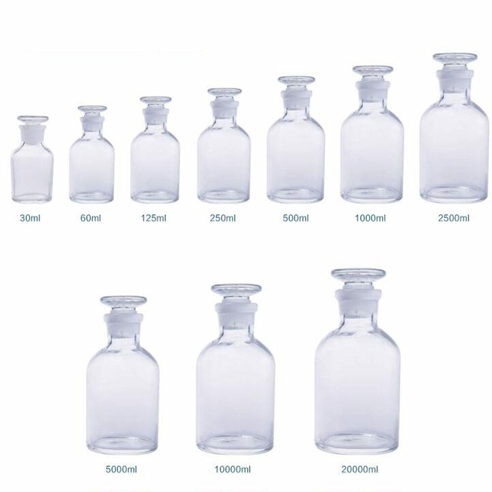 Wide Mouth, Ground Glass Stopper Lab Glass Reagent Bottle Liquid storage bottle