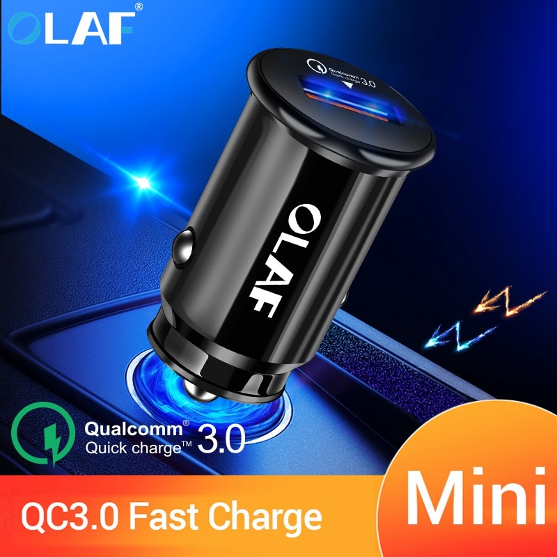 Caricabatterie per auto mini USB OLAF QC 3.0 per iPhone Samsung Xiaomi Huawei 5V 3A ricarica rapida adattatore per caricabatterie per telefono 3.0 con ricarica rapida