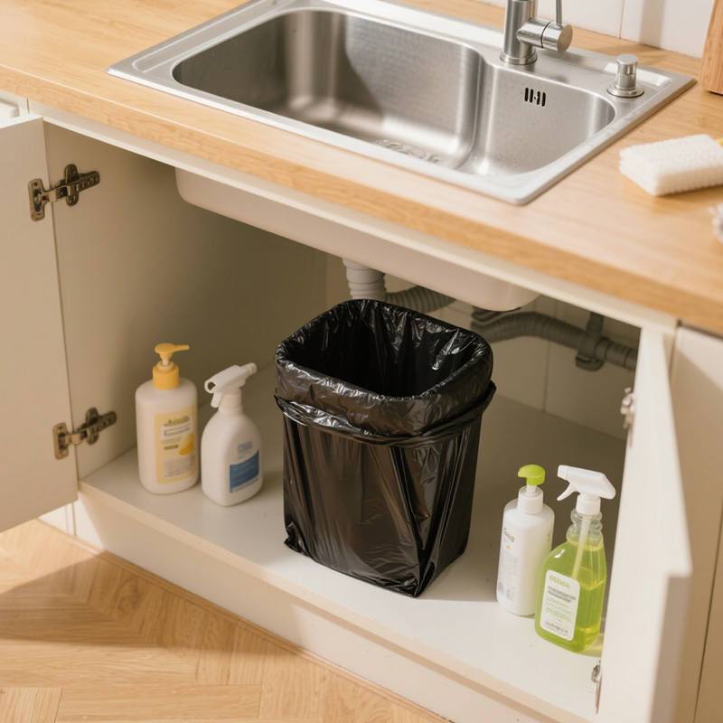 100/200/300 zwarte vuilniszakken, de perfecte keuze voor huishoudelijk gebruik. platte vuilniszakken voor het schoonmaken van huizen, keukens en kantoren.