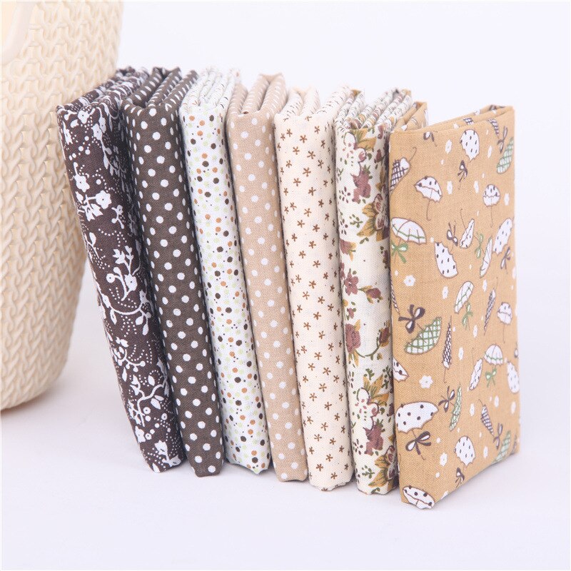 7 stk bomuldsstof blomster trykt stof syning quiltningsstoffer til kjole patchwork diy håndlavet materiale stofrester 50 x 50: Jf -11-4 / 25 x 25cm