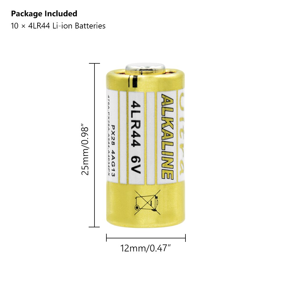 10PCS 150mAh 6V 4LR44 Battery 4A76 A544V 4034PX PX28A L1325 4AG13 Alkaline Duty Battery Primary and Dry Batteries For Dog Collar