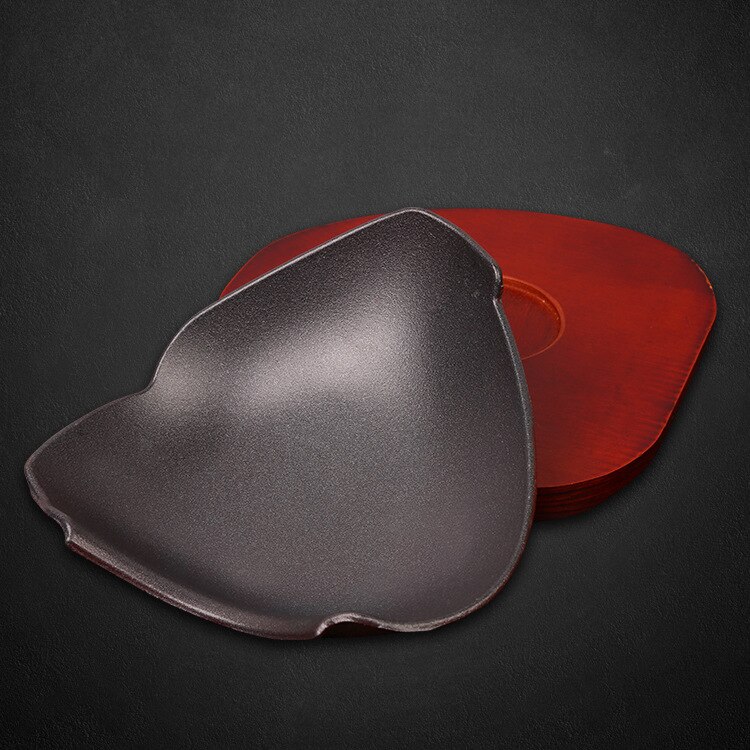 Cast Iron Roasting Steak Pan Non Stick Roast Enamel Fried Pot Plate Frying Pan With Wooden Base Holder Home Cookware Irregular