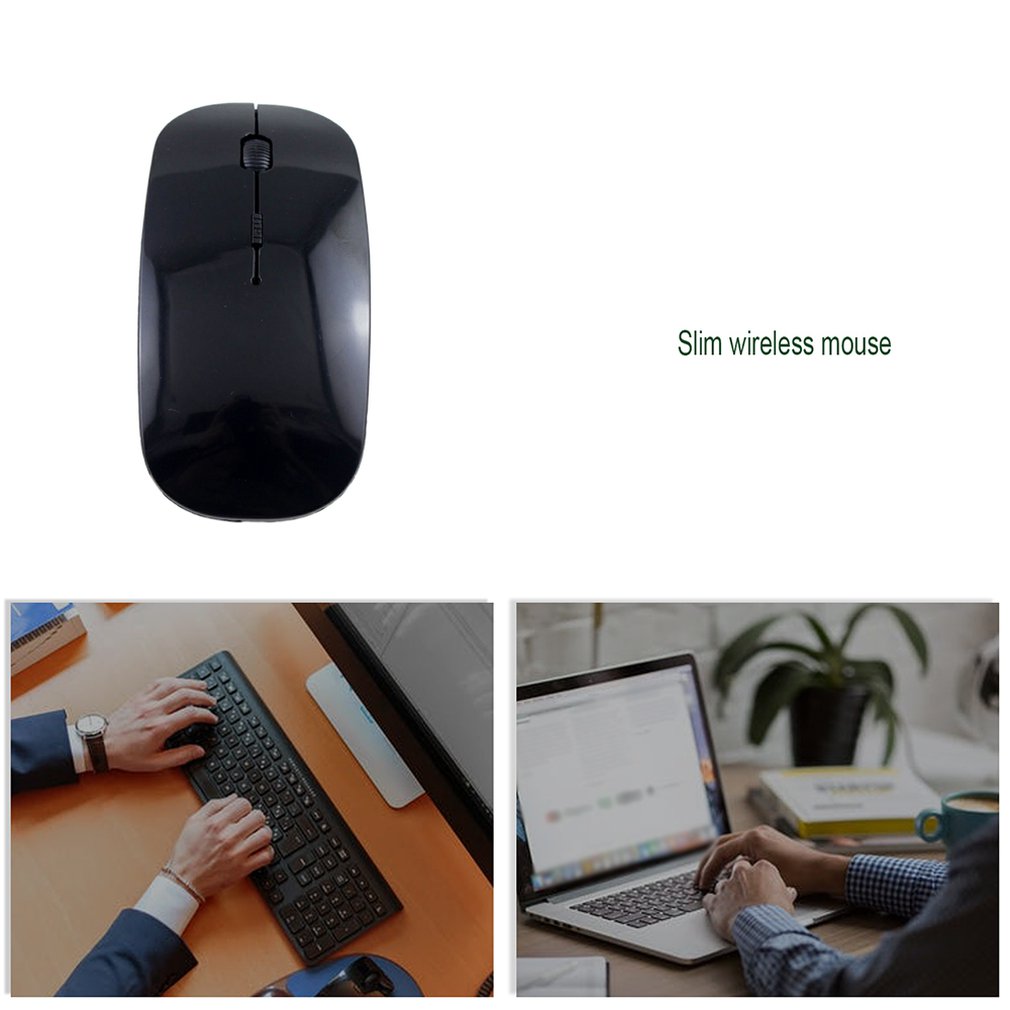 Ultratynd usb 2.4 ghz trådløs mus optisk gaming slim modtager computer til apple bærbar computer power switch mus