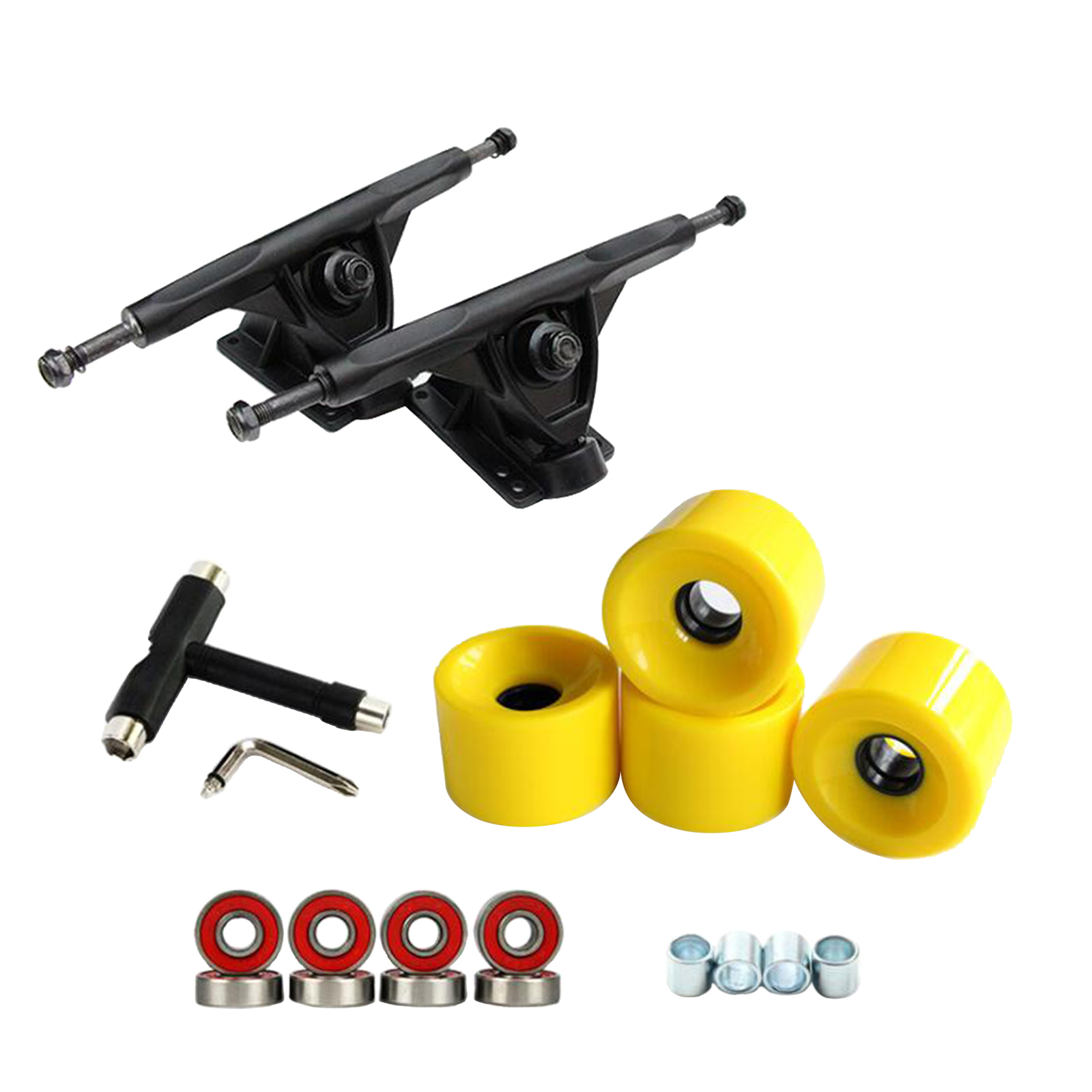 Solide Skateboard Lkw Rad Reparatur Multi-tools Installieren Montage Lager Skateboard Longboard Räder Roller Reparatur Werkzeuge: Black Yellow