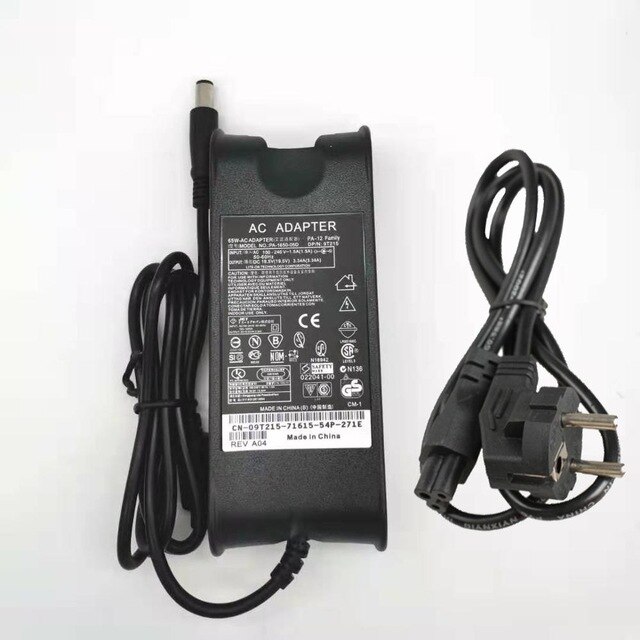 Hsw bærbar adapter til dell 19.5v 3.34a 65w strømforsyning oplader pa -21 til dell inspiron 15 1545 1750 xps  m1330: 19.5 v 3.34a og eu