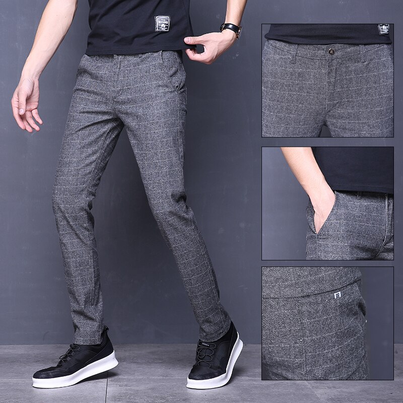 YASUGUOJI Herren Kleid Hosen Formale Hosen Dünne Klage Plaid Hosen Geschäft lässig Plus Größe Hochzeit Schlauch Anzüge Männer Hosen