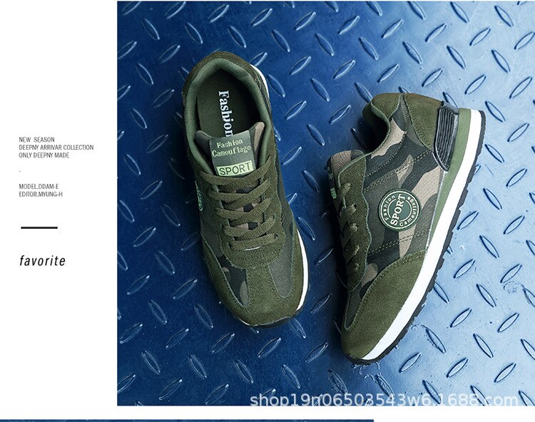 été maille respirant fond plat Camouflage chaussures chaussures pour femmes dentelle vert baskets baskets armée CYL-A07