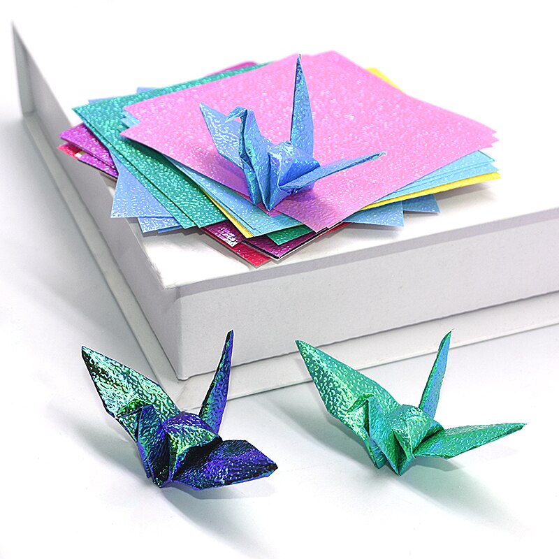 10 Kleur 50Pcs Multi Size Vierkante Origami Papier Enkele Side Shining Vouwen Papier Kids Diy Kleurrijke Scrapbooking Craft Decoratie