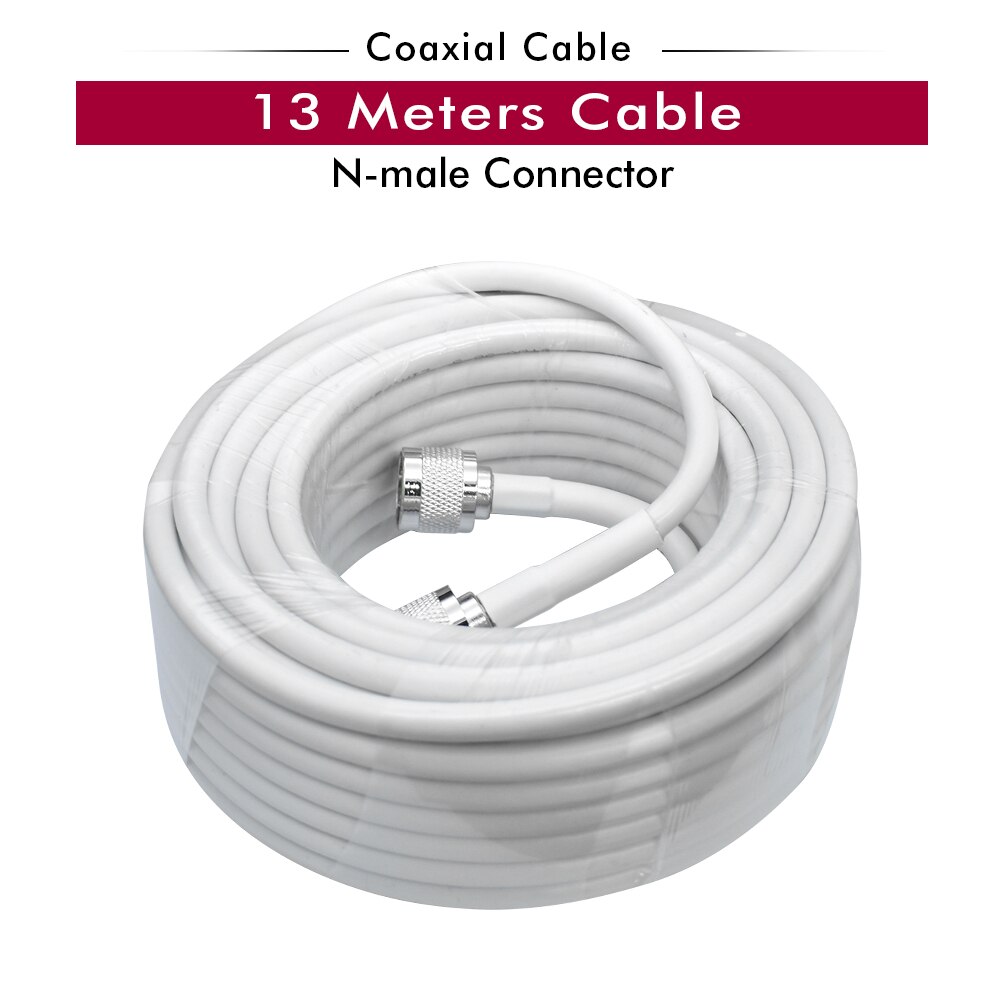 Antena lpda externa + antena teto interno + 13 metros, cabos brancos, acessórios, conjunto para 800 ~ 2700mhz 2 impulsionador de sinal de celular, g 3g 4g