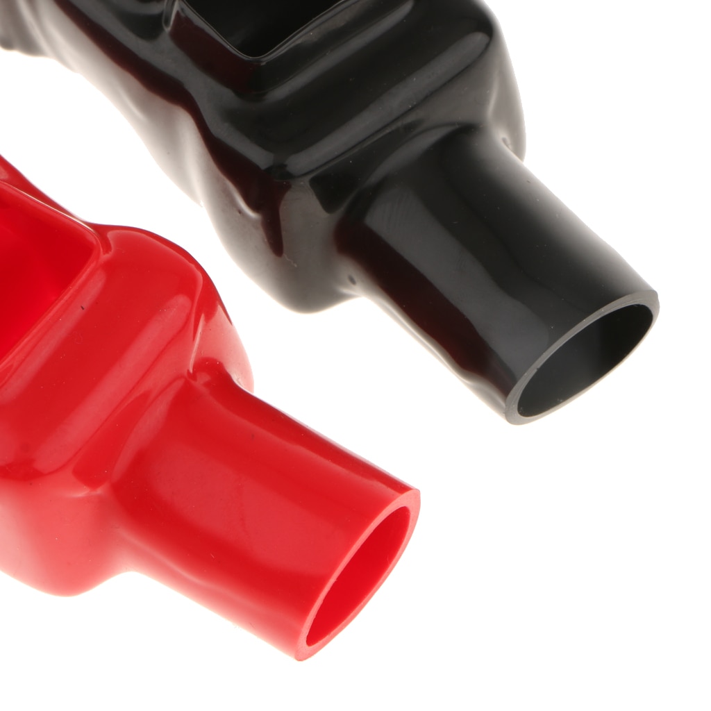 2 Pcs Battery Terminal Covers and Boots Flexible Soft Plastic Red &amp; Black Positive and Negative for Vehicle