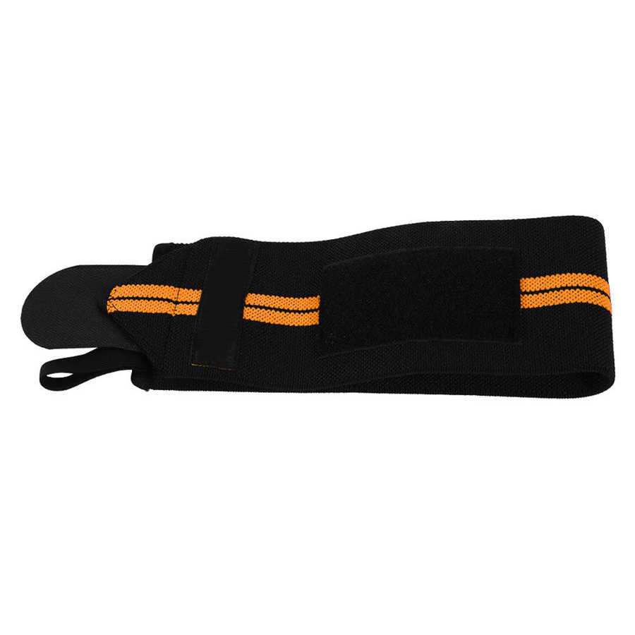 Adjustable Elastic Wrist Wraps Bandages Weightlifting Wristband Breathable Gym*: Black clip orange