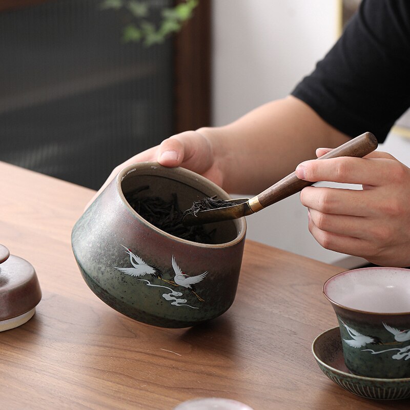 Large Ceramic Tea Containers Handmade Coarse Pottery Tea Containers Sealed Cans Tea Storage Warehouse Ceramic Jar Tea Container