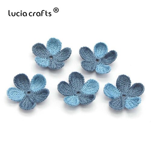 Lucia crafts 10/13 stuks 35mm wollen bloemen naai-op patches voor decoratie diy handgemaakte materialen accessoires  b0104: C10 meer blauw blauw 10