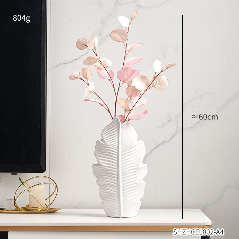 Bathroom Decoration Accessories Ceramic Vase Leaves Model Modern Home Decoration Flower Vase Living Room Decoration White Vases: Combination D