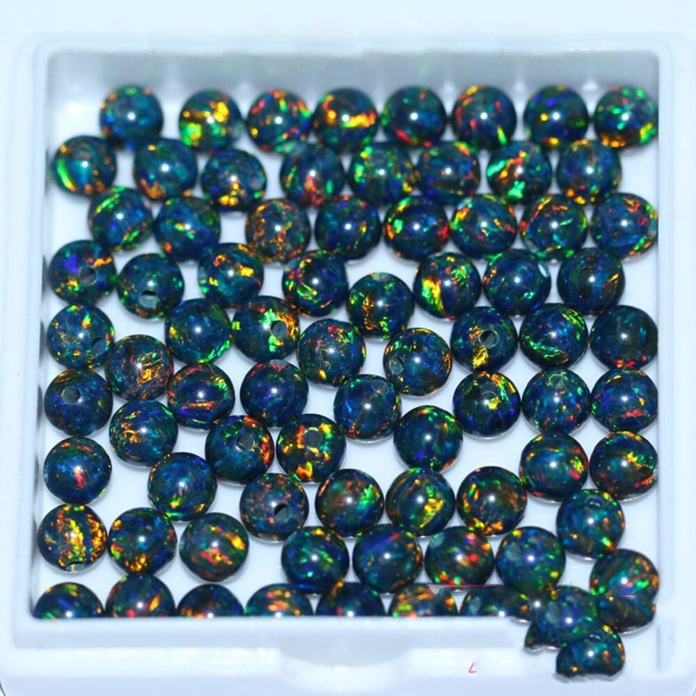 polymer impregnated synthetic opal black/white round rainbow 6/8/10mm for DIY jewelry making loose beads FPPJ