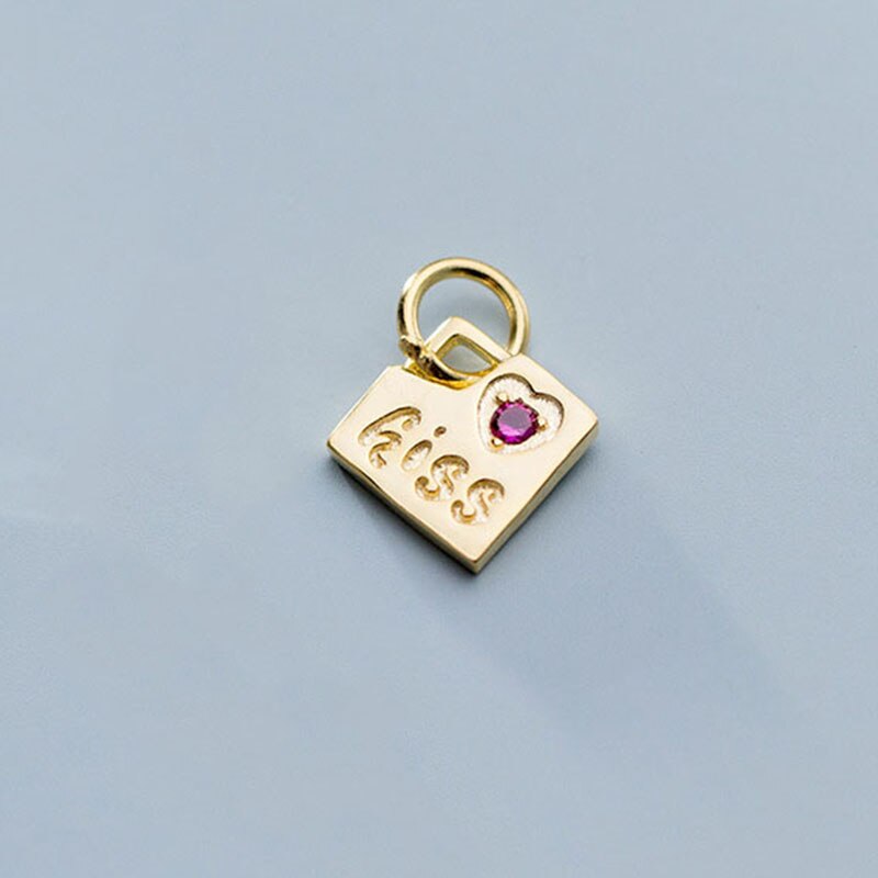 Meetsoft Sekretariat 925 Sterling silber quadratisches schild buchstabe rosa zirkon anhänger diy handgemachter schmuck halskette dekoration accessoire: Ay748g