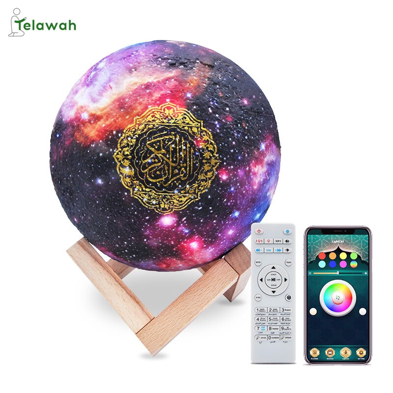 Hellig muslim islam arabisk bluetooth trådløs koranhøjttaler med fjernbetjening touch lampe koran natlys måne koranafspiller: -510 sq farverige