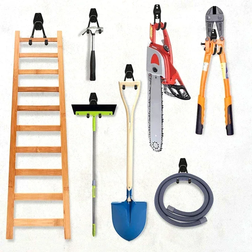 Ganchos para colgar bicicletas, gancho de Metal resistente, organizador de garaje, montaje en pared, gancho de almacenamiento antideslizante, escaleras, herramienta de jardín