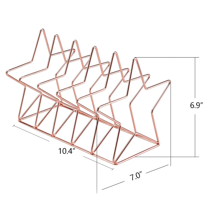 Magazine Holder File Sorter Metal 5 Slot Desk Organizer Rack for Document Folder Letter and Book Pentastar Shape