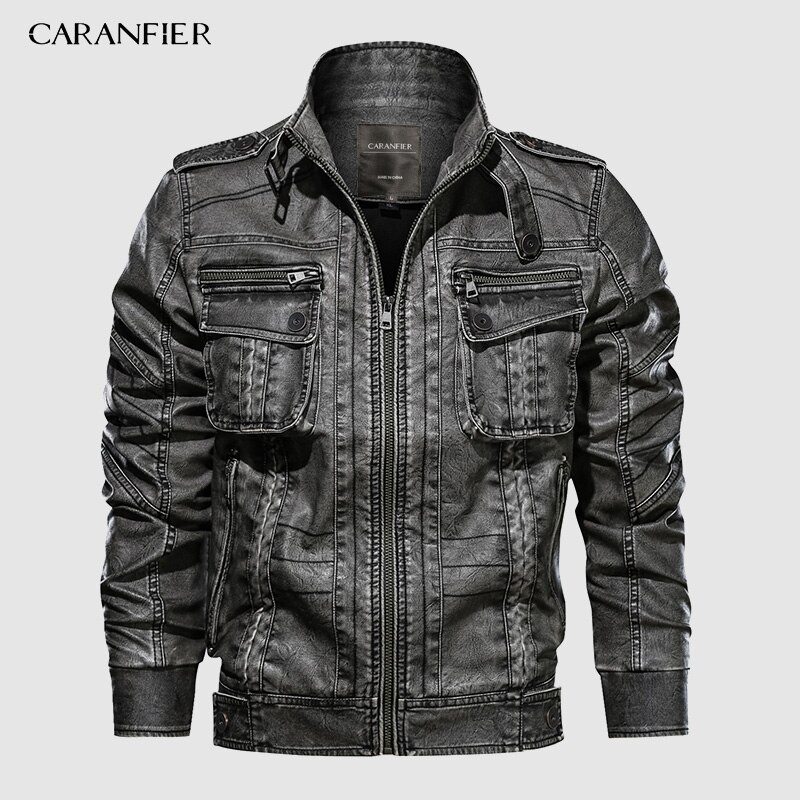 Caranfier 6xl herr pu-jacka skinnkappa höst slim fit motorcykeljackor i konstläder herrrockar märkeskläder kappor: Grå / 6xl