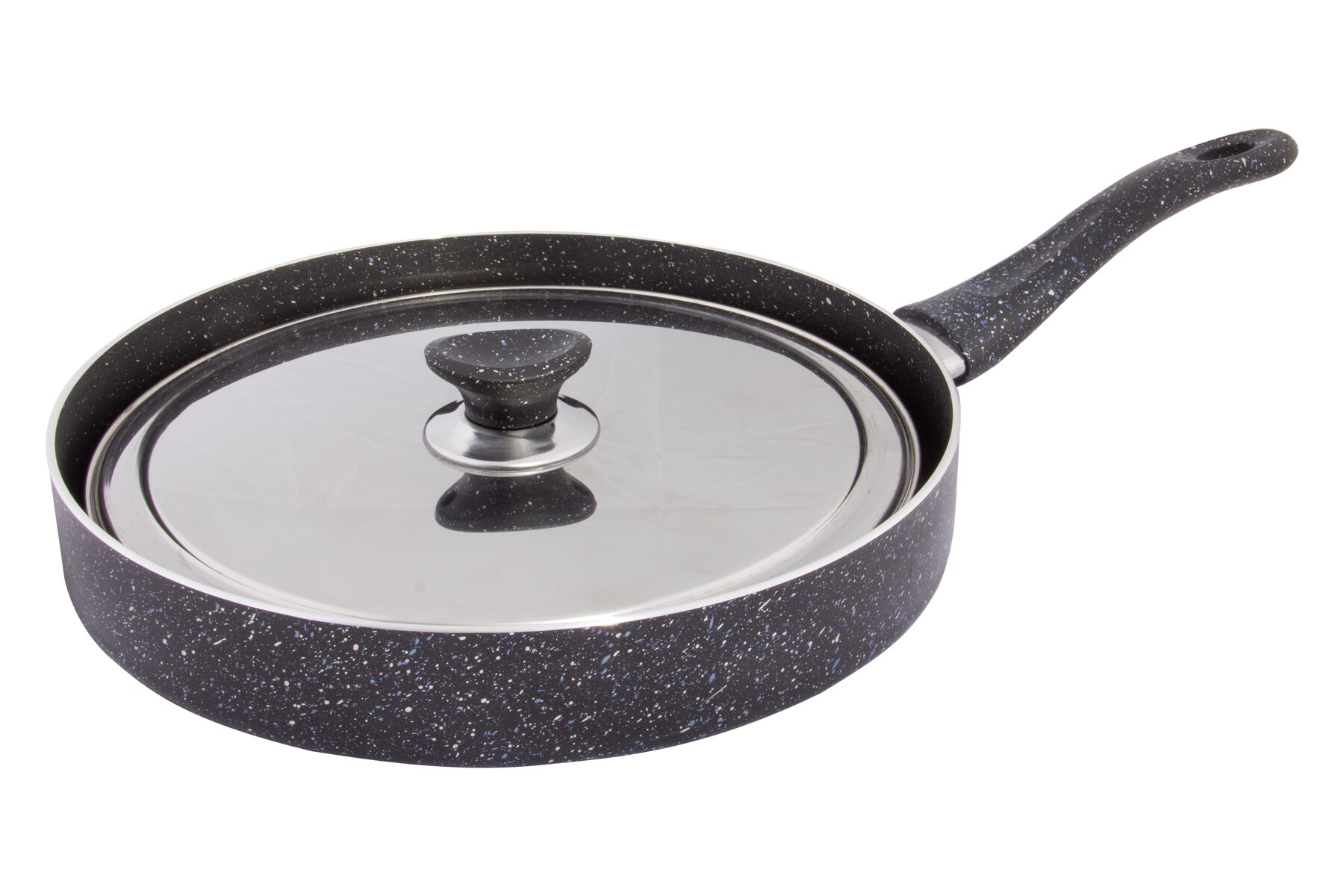 Marmorbeschichtete Pfanne Mit Glasdeckel – 22 Cm, Antihaftbeschichtet, Für Alle Herdarten