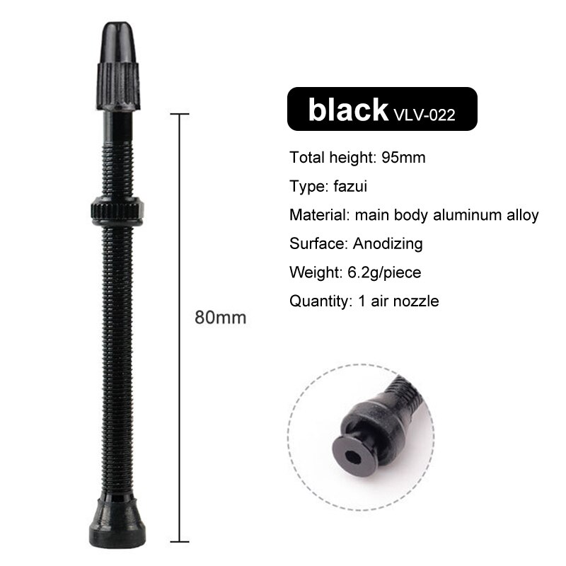 Bicycle 1Pair 40/60/80mm Valve for Road Bicycle Tubeless Tires Brass Alloy Tubeless Sealant Compatible: 80cm black