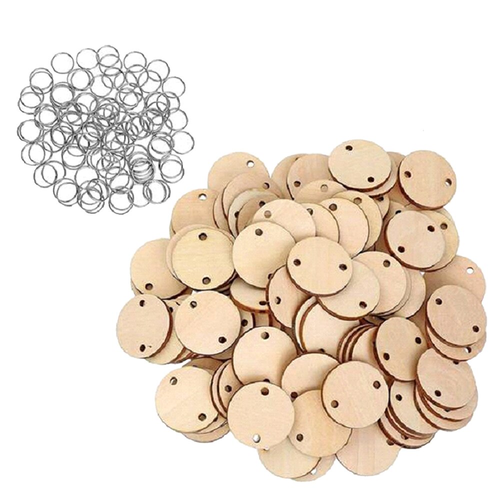200pcs DIY Calendar Reminder Record Round Wood Piece Plaque Home Decor Pendant Teaching Supplies for Office Home