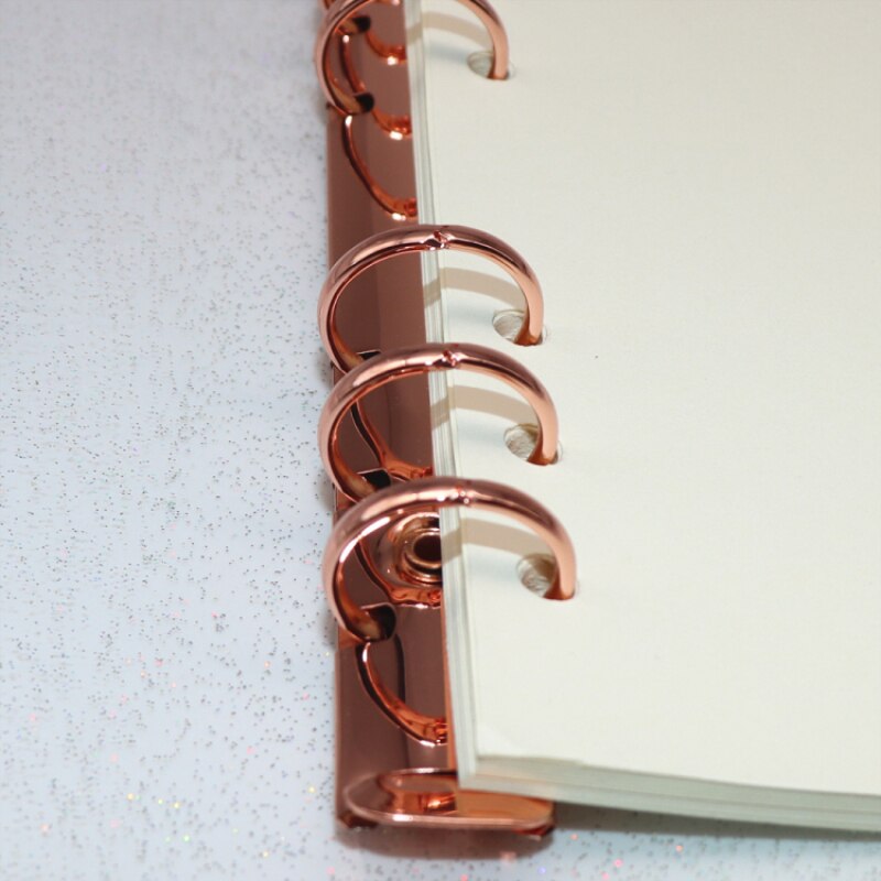 A5 A6 Glitter Binder Cover Soft Clear PVC Notebook Rose Gold Round Ring Protector with Snap Closure DIY Journal Planner Cover
