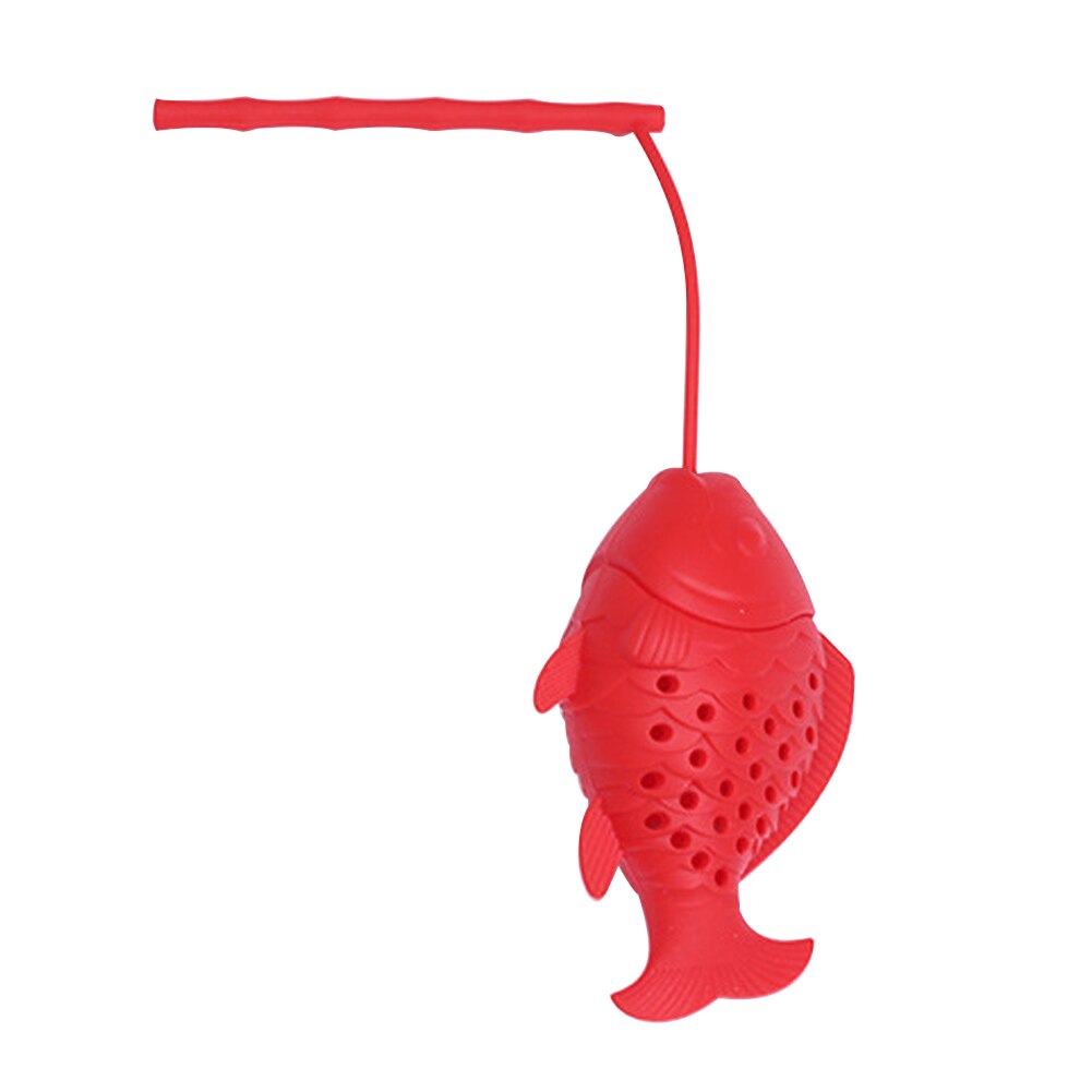 Fisk silikon infuser teblad sil filter diffuser köksredskap: Röd