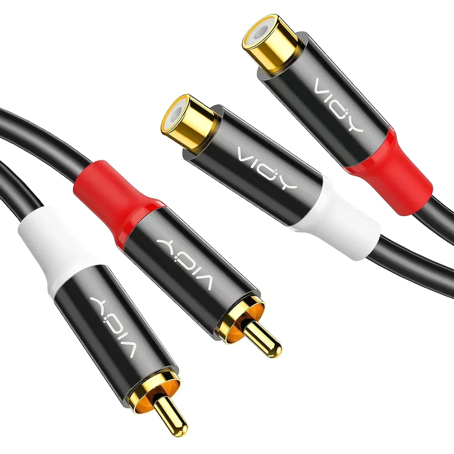 Cable de extensión RCA, cable divisor de 2 RCA macho a 2 RCA hembra, cable de audio estéreo RCA para amplificador, altavoz, sistema de cine en casa: 1,5 m