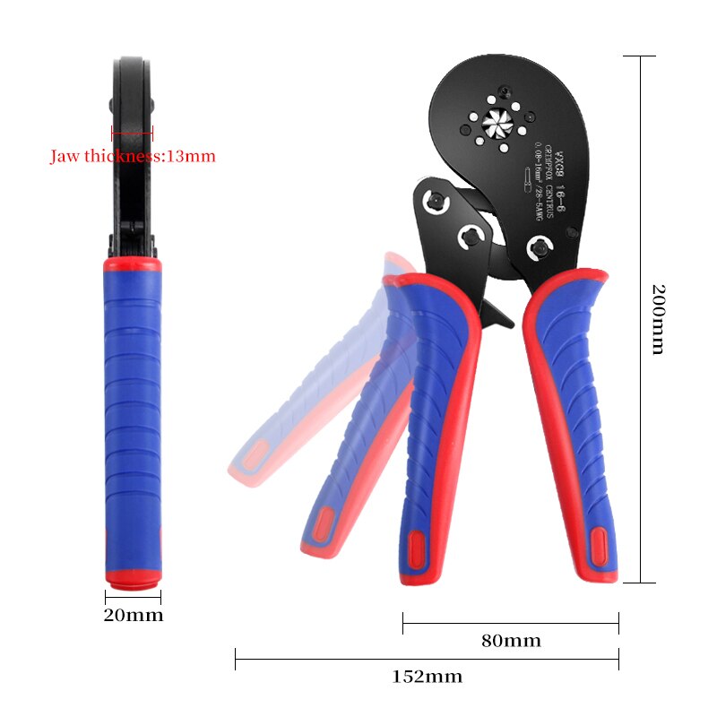 Hexagonal Ratchet Ferrule Crimping Tool Kit-Ferrule Crimper Plier 0.08-16mm² Wire Ferrules Crimp Wire Ends Terminal Connectors