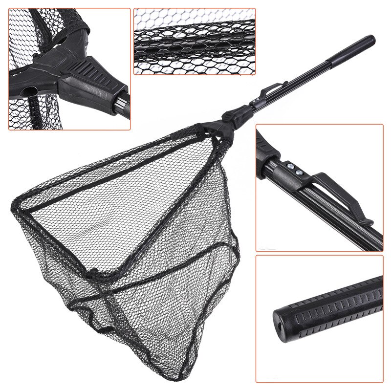 Folding Fish Landing Net Portable Collapsible Triangular Fly Fishing Net Fish Catching or Releasing S/M