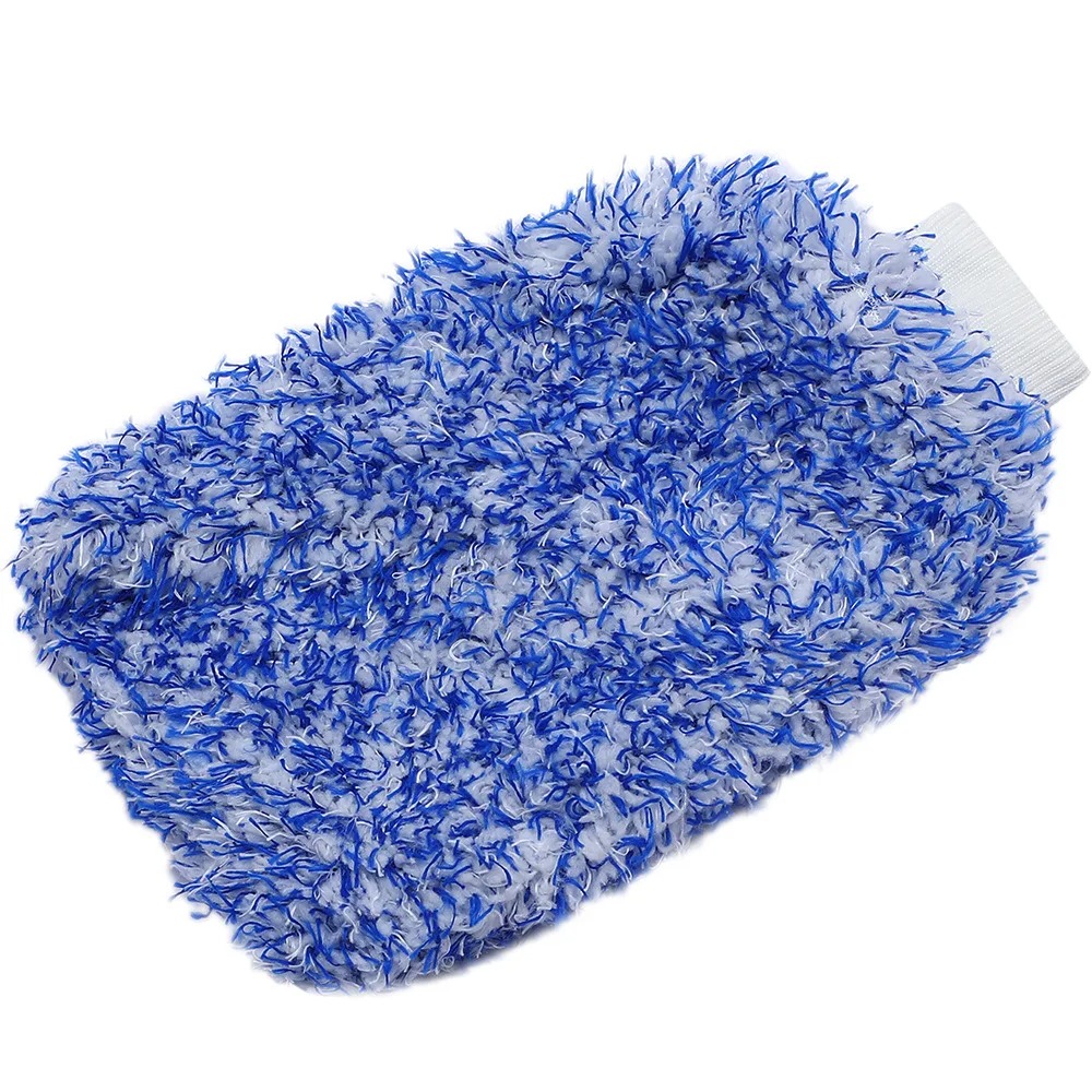 Guantes de lavado de coches, guante de limpieza de terciopelo Coral de agua fuerte de microfibra, herramientas de limpieza de eliminación de polvo engrosadas suaves, accesorios para coche: Plata