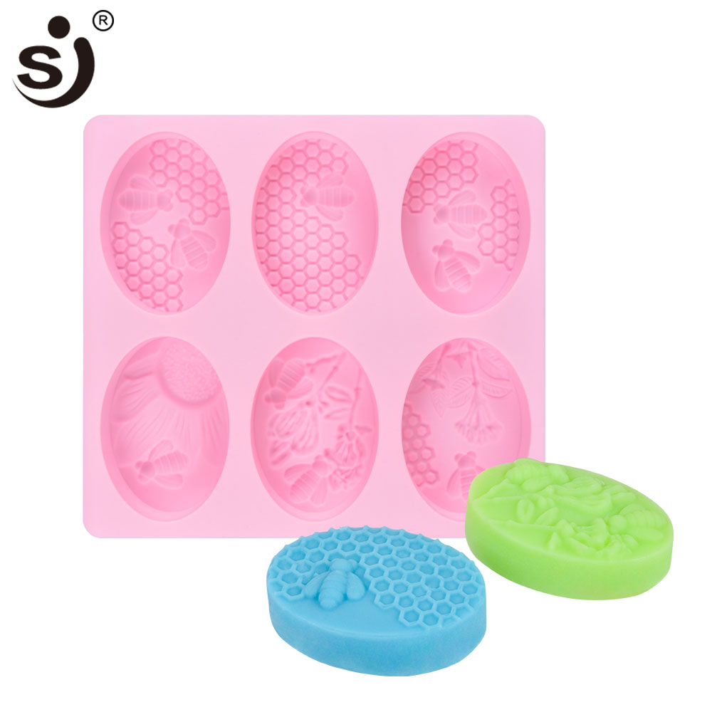 Sj mel abelha formas moldes de silicone para sabão artesanal ofício 3d sabão que faz o formulário não vara fácil de limpar