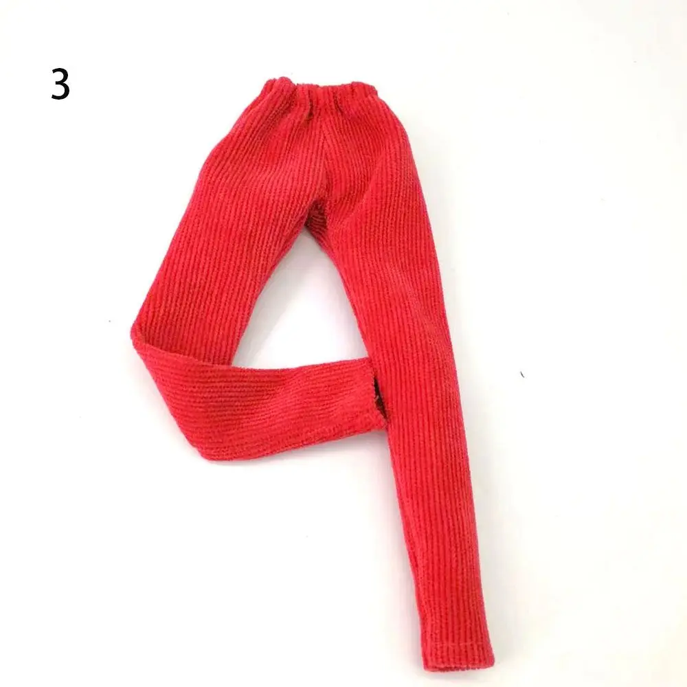 Pantalones elásticos de cuero de Color caramelo para muñeca, parte inferior a rayas, accesorios de ropa para muñeca, vestido diario informal, 1/6: YELLOW