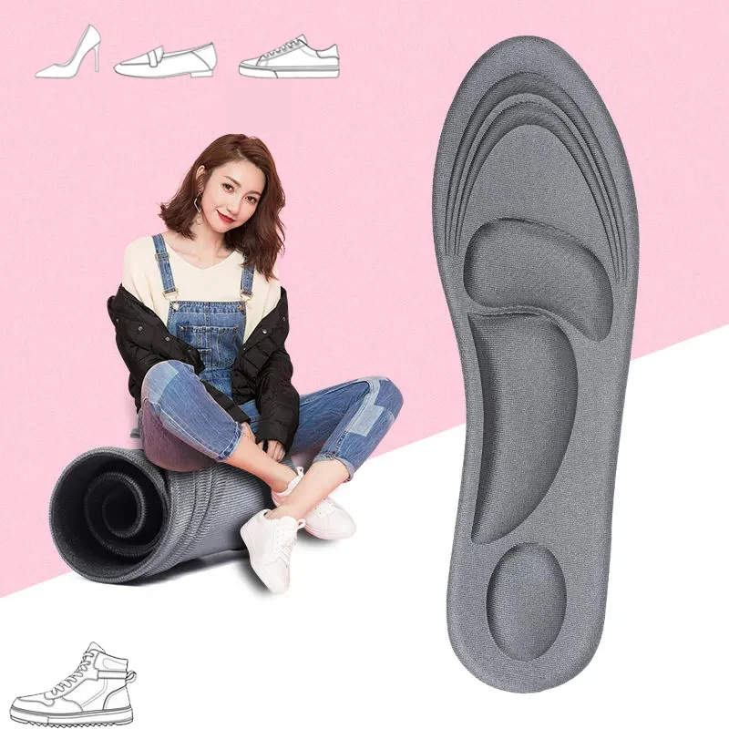 Plantillas ortopédicas de espuma viscoelástica 4D con soporte para el arco para mujeres y hombres - Almohadilla deportiva para caminar para aliviar la fascitis plantar