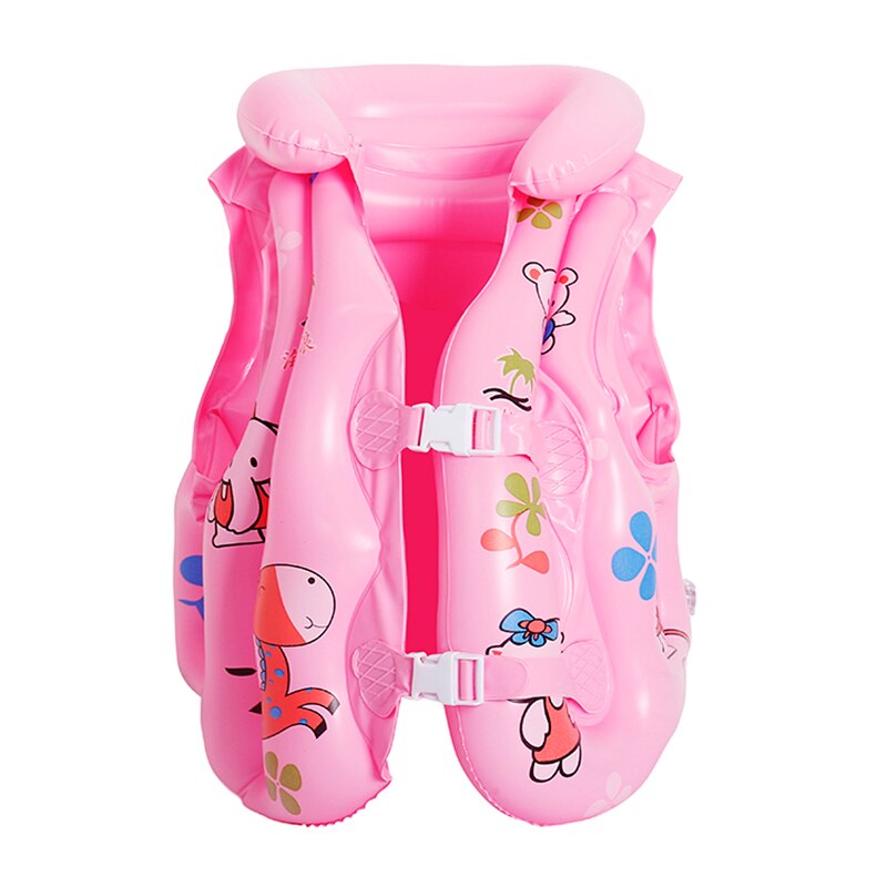 Children Life Jacket Inflatable PVC Cartoon Life Vest with Buckle for Kids PUZ777: Pink / M