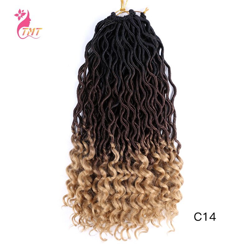 18" Faux Locs Curly Ends Crochet Hair Synthetic River Goddess Locs passion Twist Braiding Hair Extensions Faux Locs Curly Braids: C14