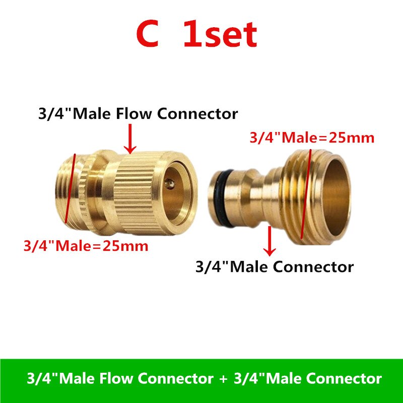 1/2" 3/4"Female Flow Connector With Male Tap Connect Garden Watering Tools Gardening Irrigation Fittings: C  1set