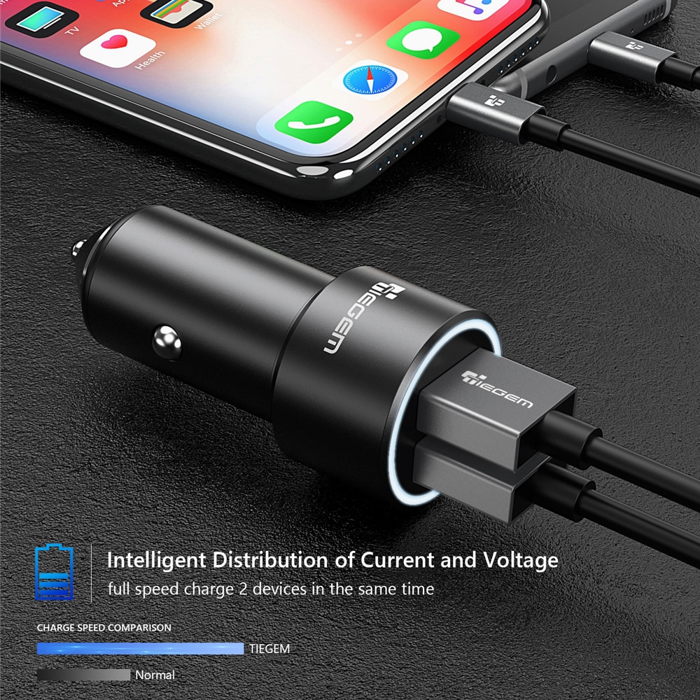 TIEGEM 36 W Auto Ladegerät Dual USB Quick Charge 3,0 Handy Auto-Ladegerät Adapter Schnell Ladegerät für Samsung s8 S9 Huawei P20