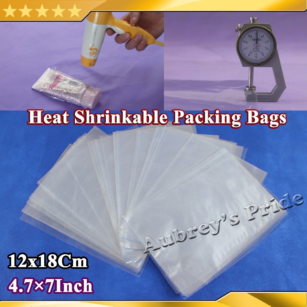 100Pcs 12x18cm Soft Transparent Blow Molding PVC Heat Shrinkable Bags Film Wrap Cosmetic Packaging Wrap Materials Laminating