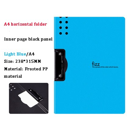 Fizz-carpeta A4 Horizontal, de 6 colores Carpeta de textura mate, almohadilla portátil, bandeja para bolígrafo, bolsillo para archivos de reuniones de oficina: Horizontal LightBlue