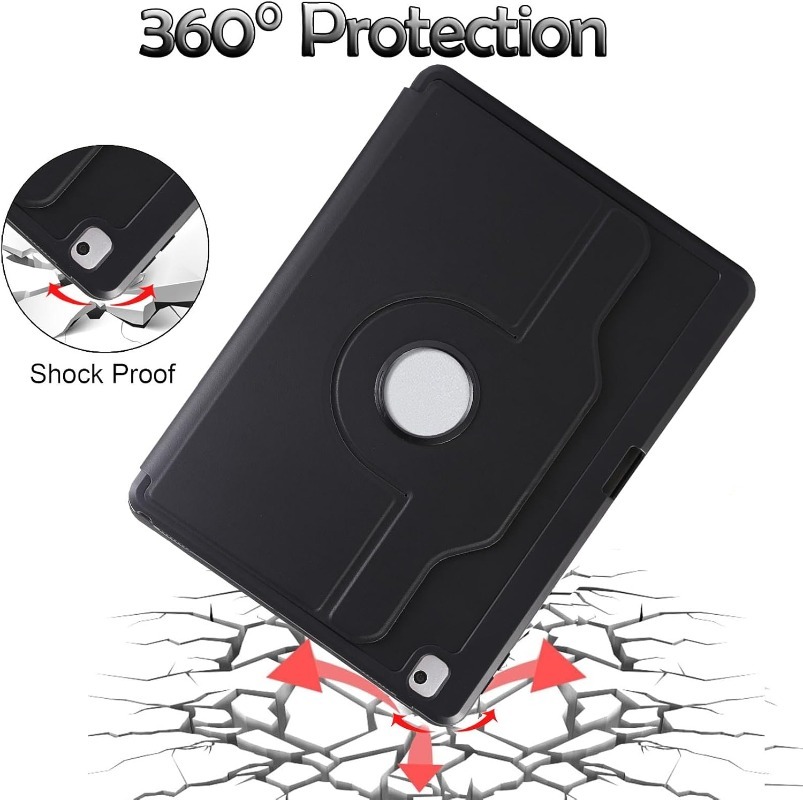 Funda giratoria para iPad 10,2 7th 8th 9th Pro 10,5 Air 3 10,5 , funda con portalápices, soporte resistente a prueba de golpes