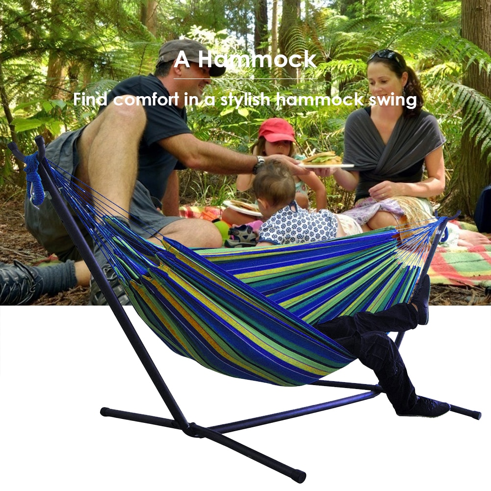 Conveniente portátil lona rede suporte multi-funcional prático acampamento sono balanço pendurado cama mobiliário de jardim