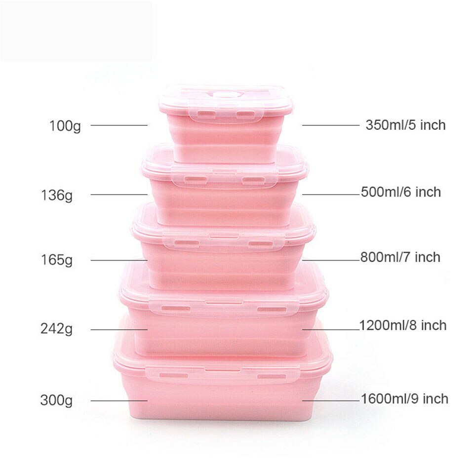 Collapsible Food Fruit Salad Storage Containers with Airtight Lid Stacking Fold Storage Containers for Food Microwave