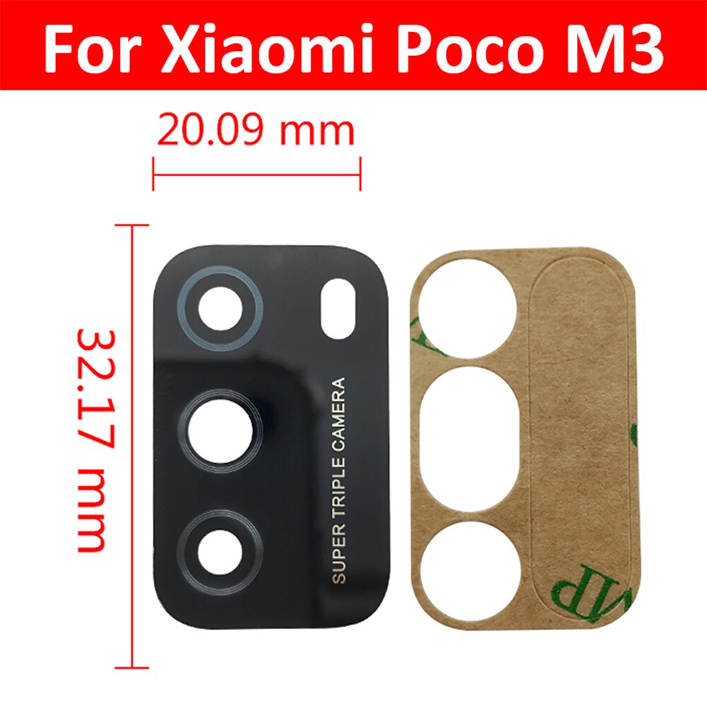 100% Original Hinten Zurück Kamera Glas Objektiv Abdeckung Für Xiaomi Poco M3 M3 Profi Mit Ahesive Aufkleber
