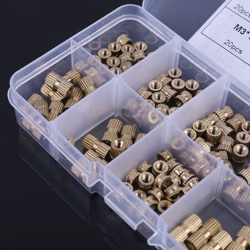 150 Pcs M3 Messing Insert Noten Schroefdraad Assortiment Set Kit Met Doos 94 Pc
