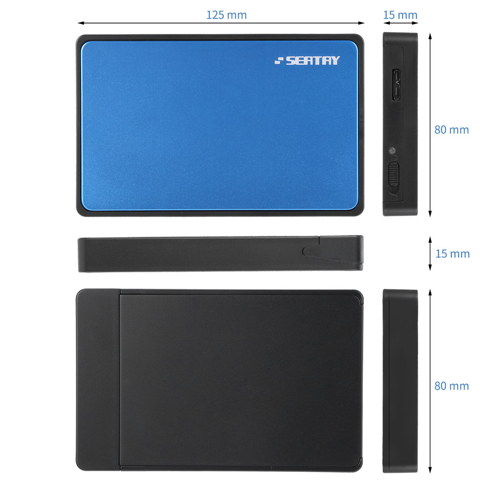 SEATRY SATA 2.5 Inch USB 3.0 HDD Hard Drive Disk External Enclosure Box Plug & Play LED Status Indicator